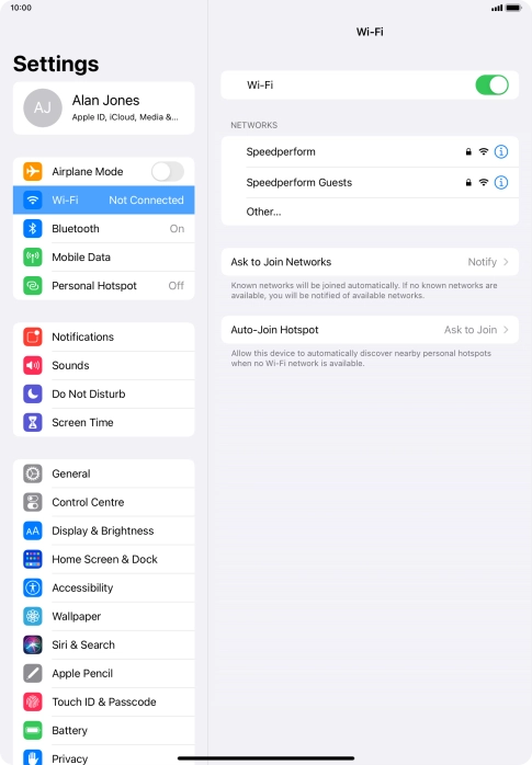 Press the required Wi-Fi network and key in the password for the Wi-Fi network.
