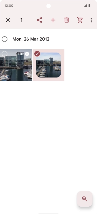 Press the required pictures or video clips to add them.