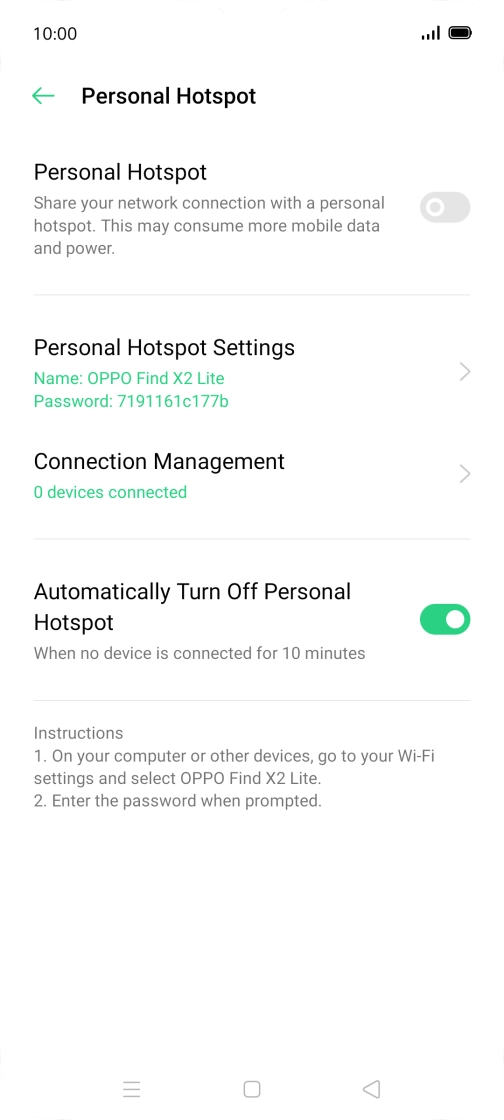 Press Personal Hotspot Settings.
