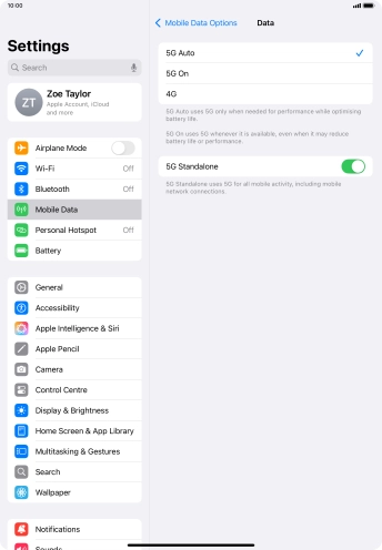 To turn on automatic switch between 5G and 4G, press 5G Auto.