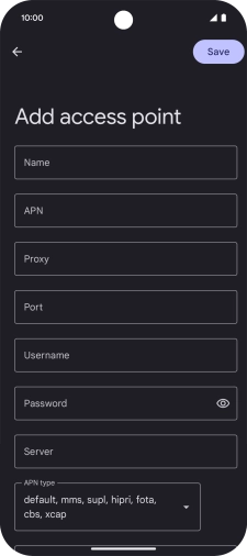 Press Name and key in EE Internet.