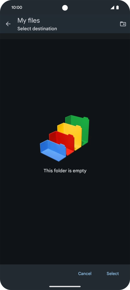 To create a new folder, press the new folder icon and follow the instructions on the screen to create a new folder.