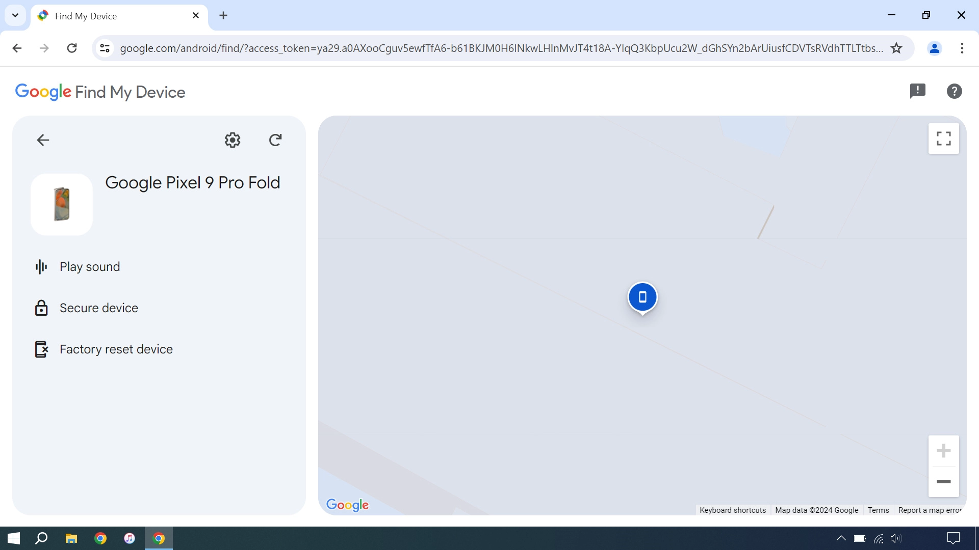 Your phone's latest position is displayed on the map.
