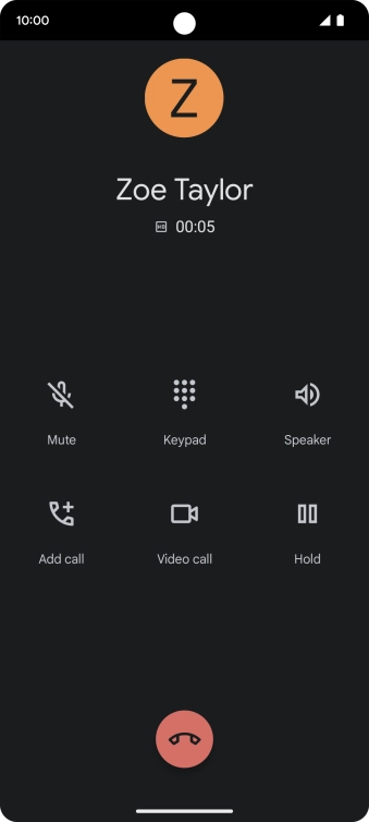 Press the end call icon.