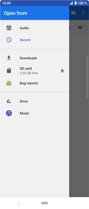 Press Audio and go to the required folder.