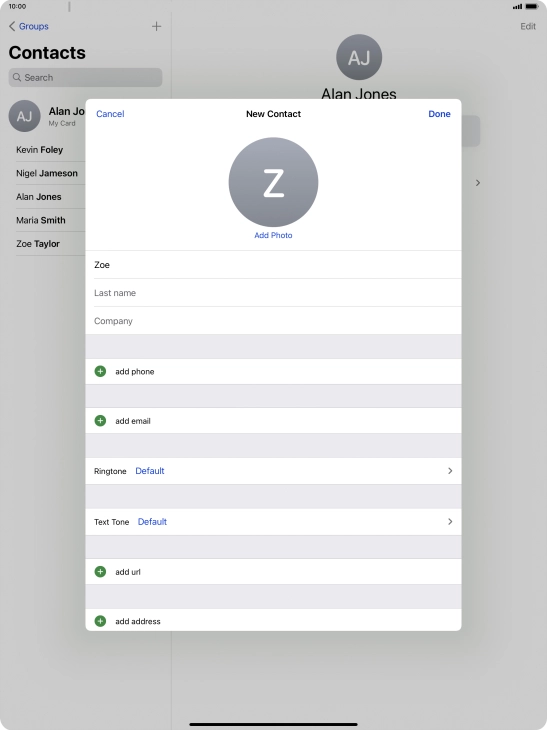 Press Last name and key in the last name.