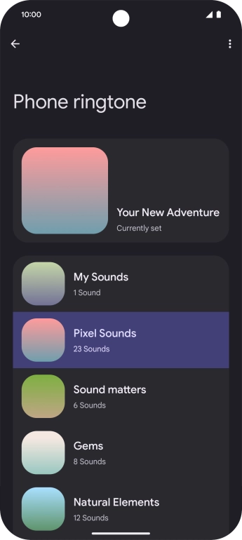 Press the required category.