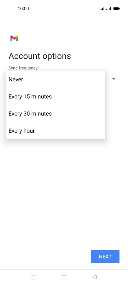 Press the required setting.