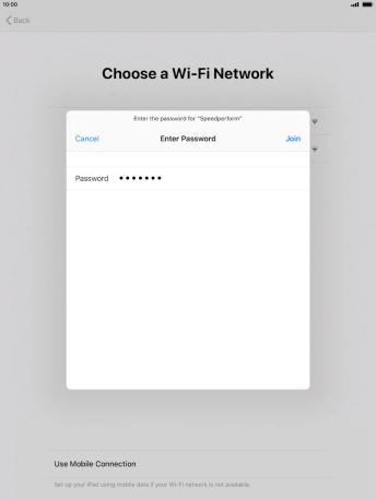 Key in the password for the Wi-Fi network and press Join.