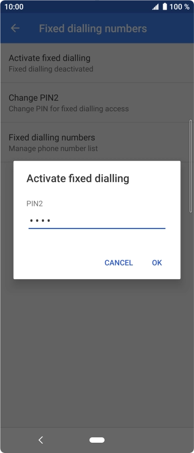 Key in your PIN2 and press OK. The default PIN2 is 0000.