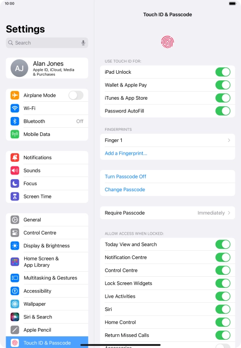 Press the indicators next to the required settings to turn them on or off.