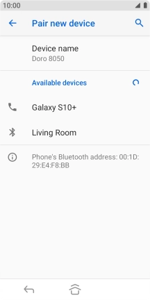 Press the required Bluetooth device and follow the instructions on the screen to pair the device with your phone.