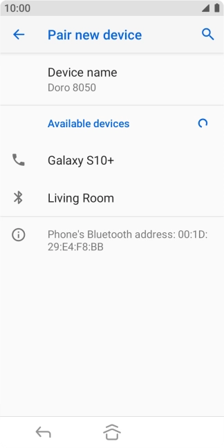 Press the required Bluetooth device and follow the instructions on the screen to pair the device with your phone.