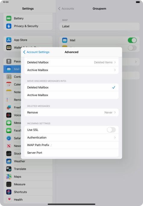 Press the indicator next to 