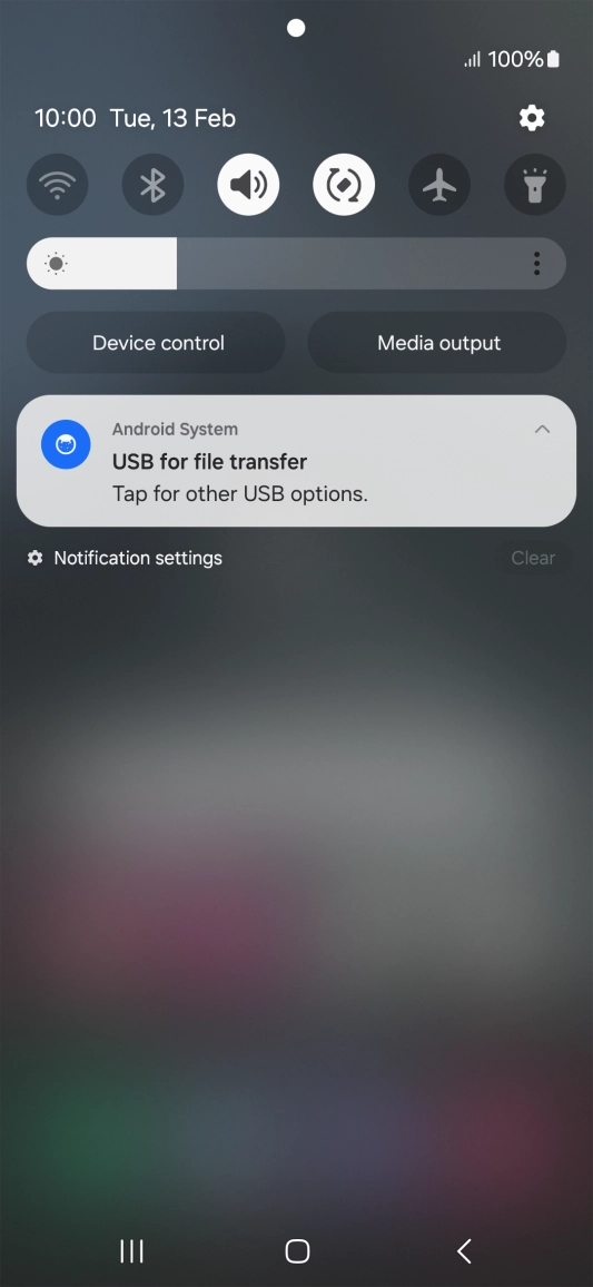 Press Tap for other USB options..