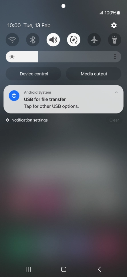 Press Tap for other USB options..