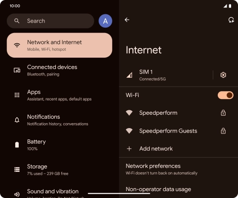Press the required Wi-Fi network.