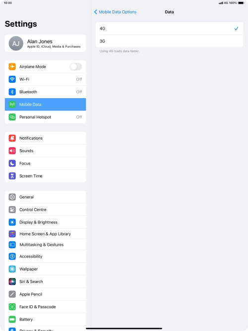 Press the required network mode.