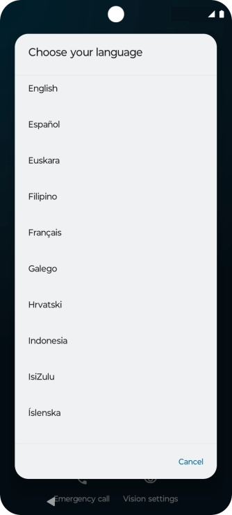 Press the required language.