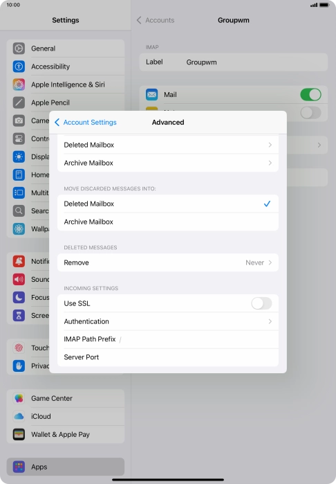 Press the indicator next to 