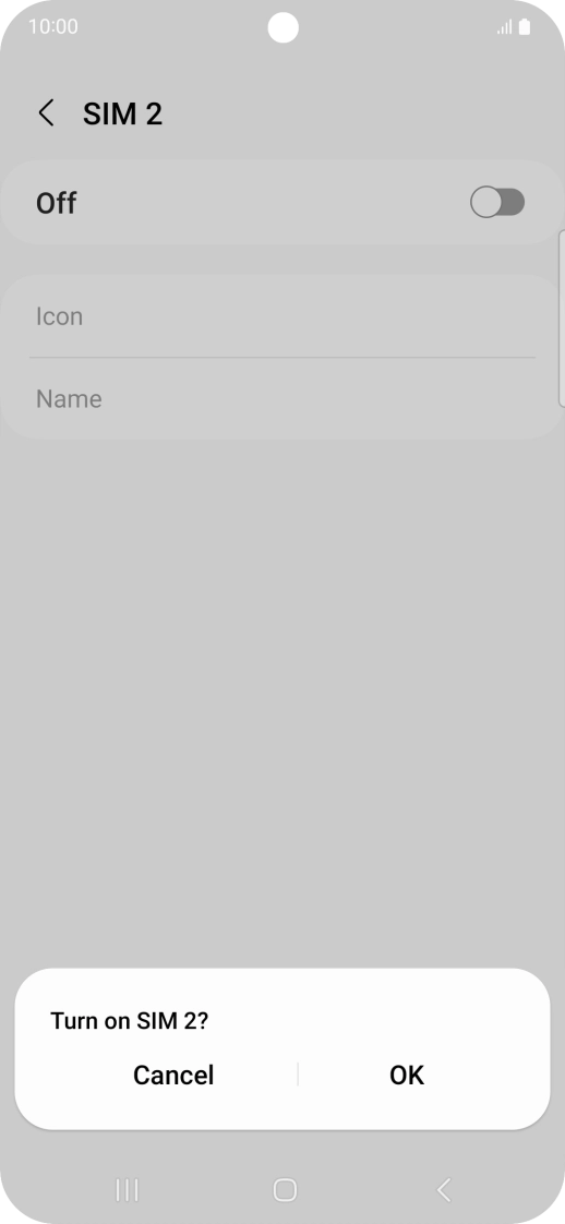 If you turn on use of the SIM, press OK.