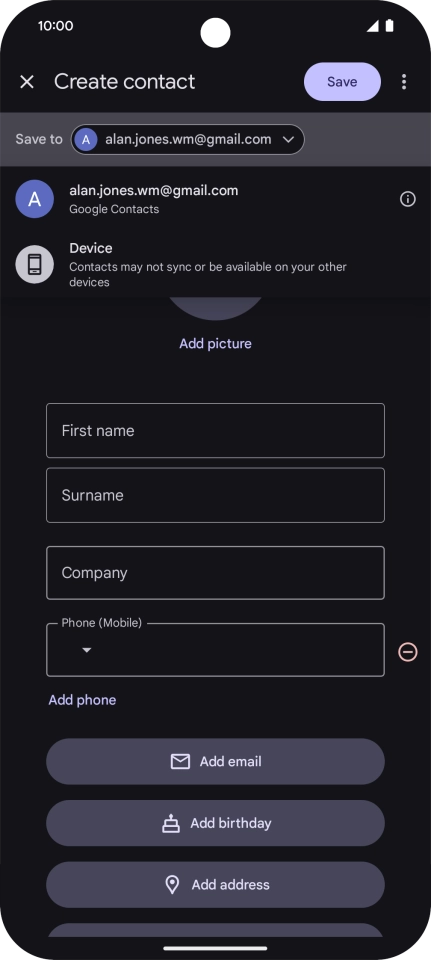 Press the required Google account.