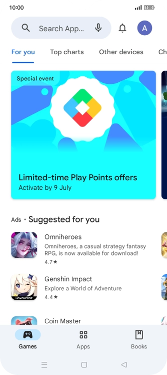 Press the profile icon.