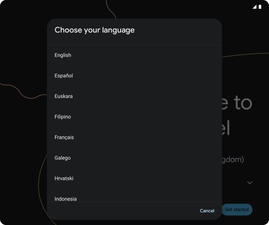 Press the required language.