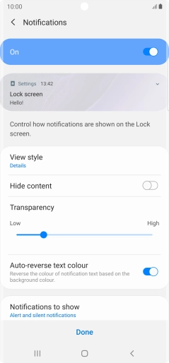 Press the required settings to turn them on or off.