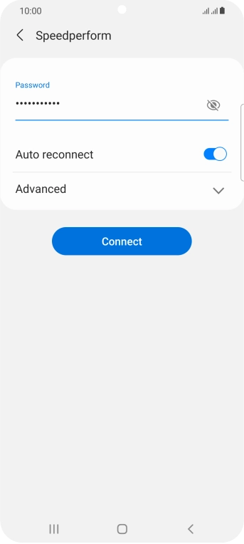 Key in the password for the Wi-Fi network and press Connect.