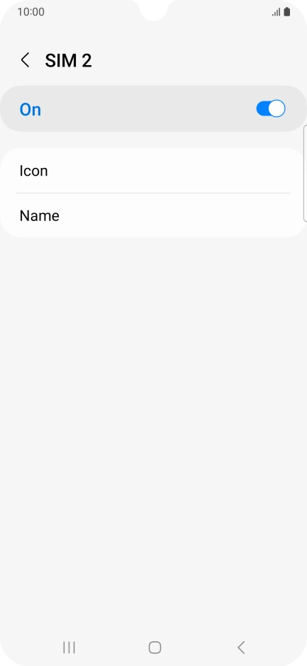Press the indicator to turn use of the SIM on or off.