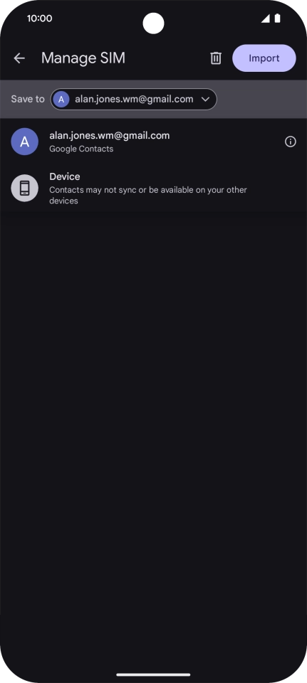 Press the required Google account.