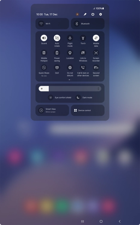 Press the flight mode icon to turn the function on or off.