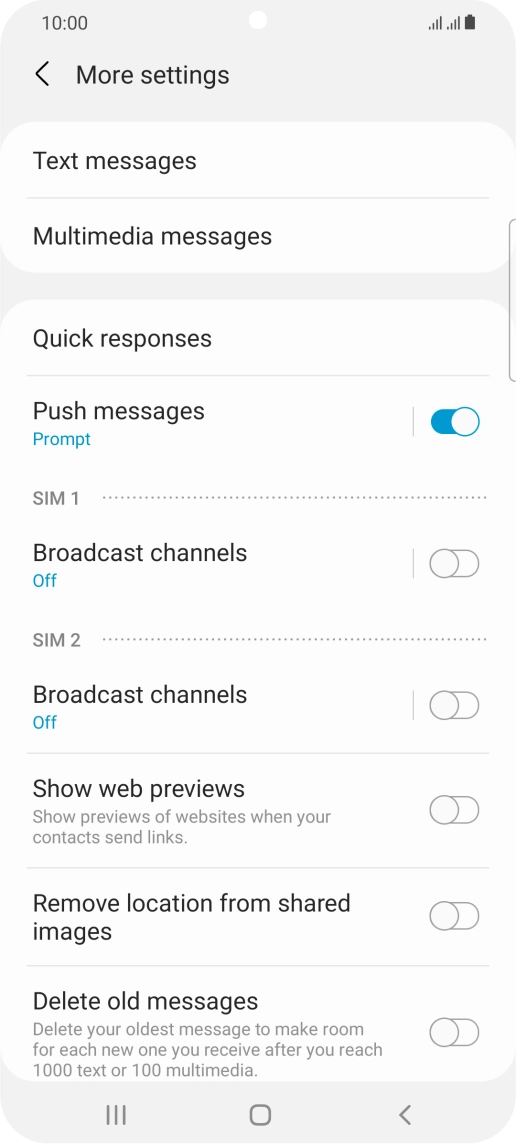 Press Text messages.