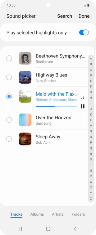 Once you've found a ring tone you like, press Done.
