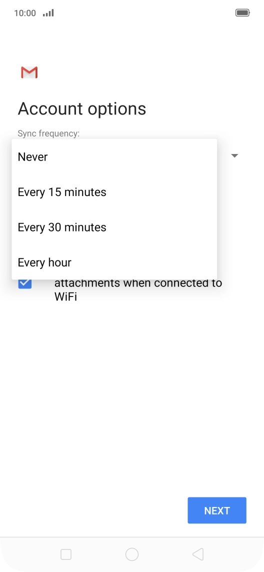 Press the required setting.
