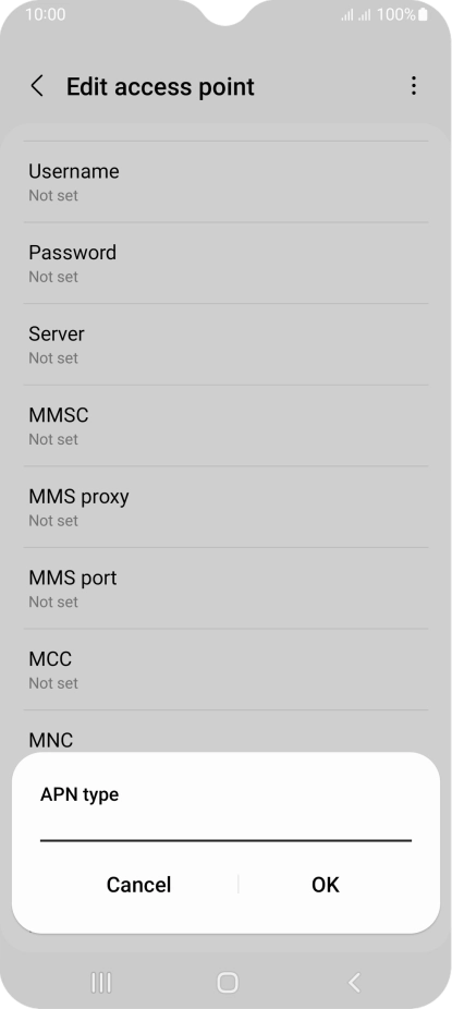 Key in default and press OK.