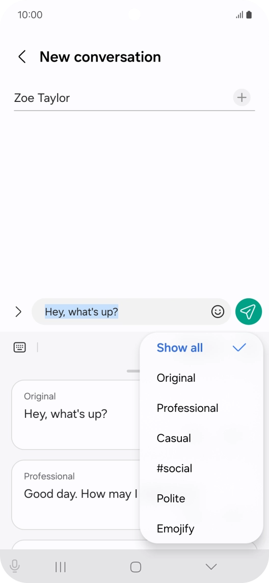Press the required style of writing.