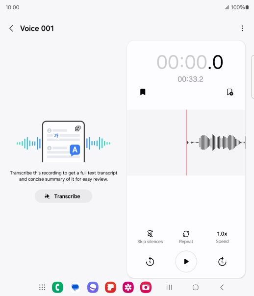 Press Transcribe and wait for the transcription.