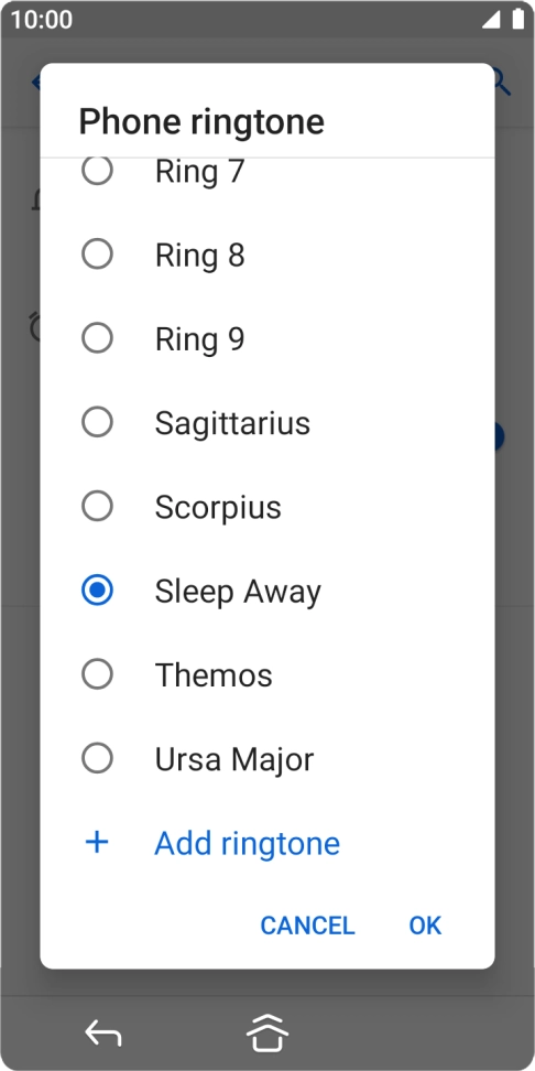 Once you've found a ring tone you like, press OK.