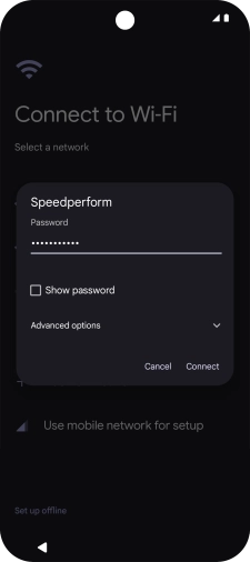 Key in the password for the Wi-Fi network and press Connect.