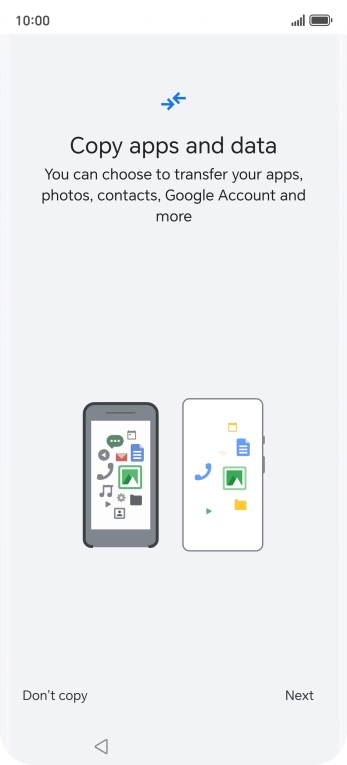 You can transfer the contents of another phone to your phone when it's activated for the first time and after a factory reset. When this screen is displayed, your phone is ready to transfer contents from another phone.