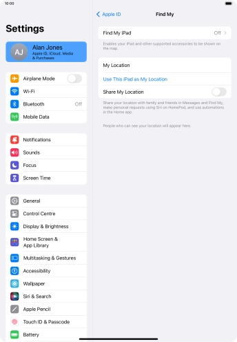 Press Find My iPad.