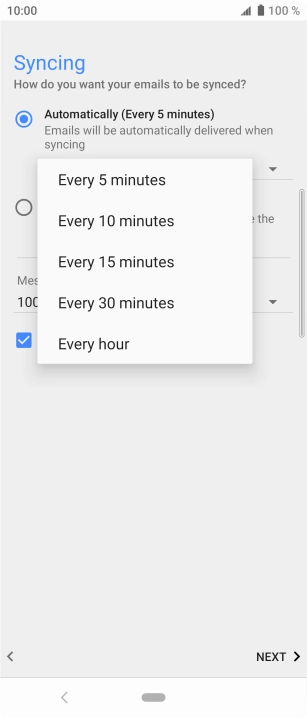 Press the required setting.