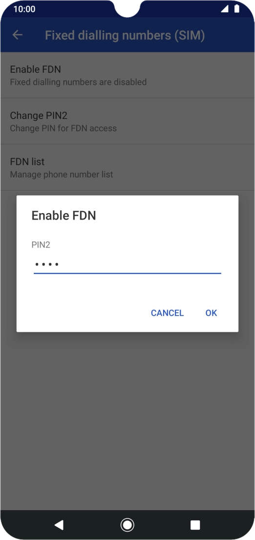 Key in your PIN2 and press OK. The default PIN2 is 0000.