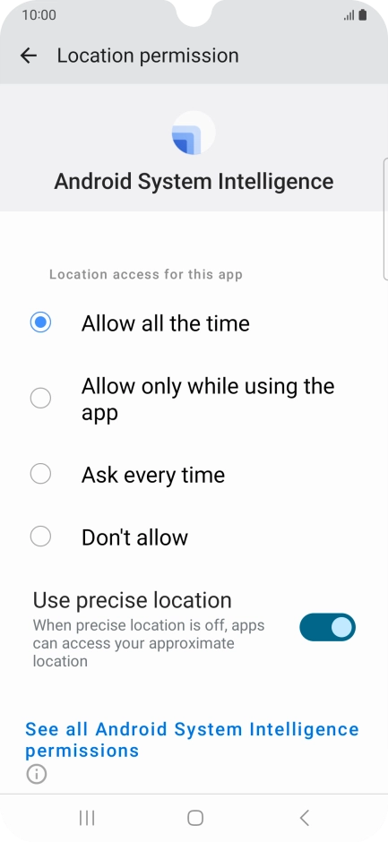 Press the required setting.
