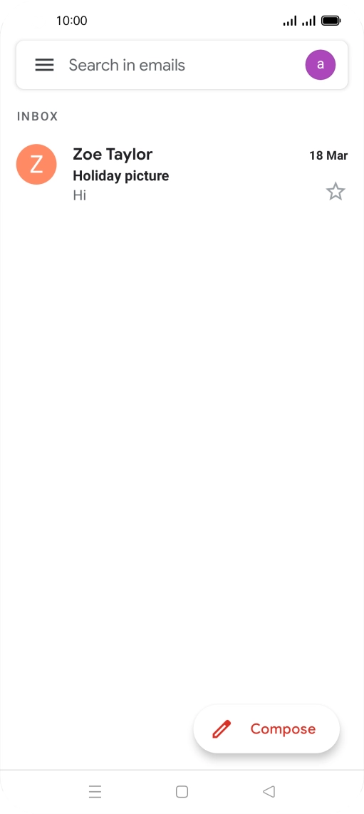 Press the email account icon.