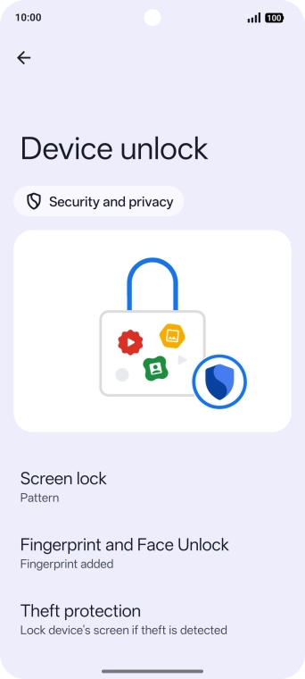 Press Screen lock and key in the additional phone lock code you created earlier.