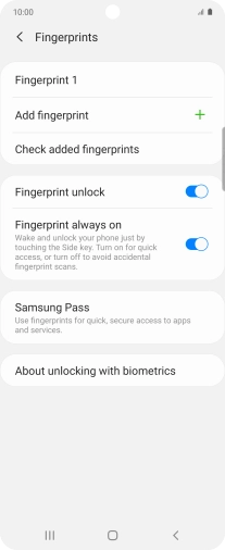 Press the indicators next to the required settings to turn them on or off.