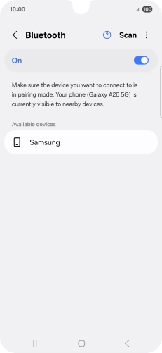 Press the required Bluetooth device and follow the instructions on the screen to pair the device with your phone.